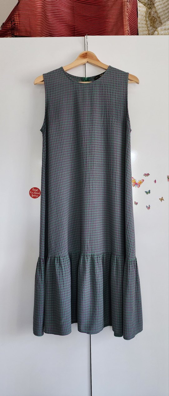 Gri Kareli, kullanışlı yaz Elbisesisi.. - Görsel 2