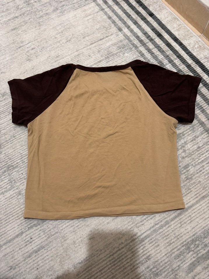 Kahverengi Baskılı Kadın Tişört - Görsel 3