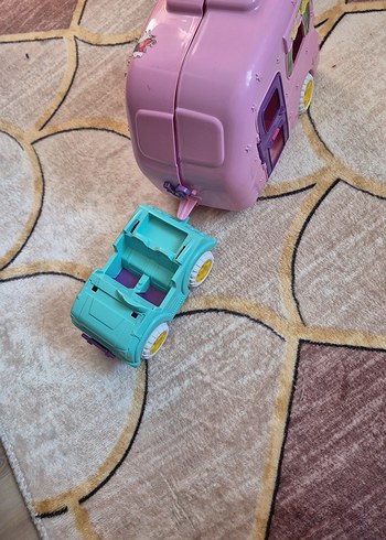 Pembe Pastel Oyuncak Kale, barbie araba ve karavan - Görsel 2