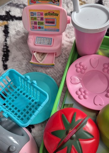 Renkli Oyuncak Mutfak Seti ve Market Aksesuarları - Görsel 4