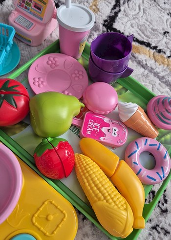 Renkli Oyuncak Mutfak Seti ve Market Aksesuarları - Görsel 3
