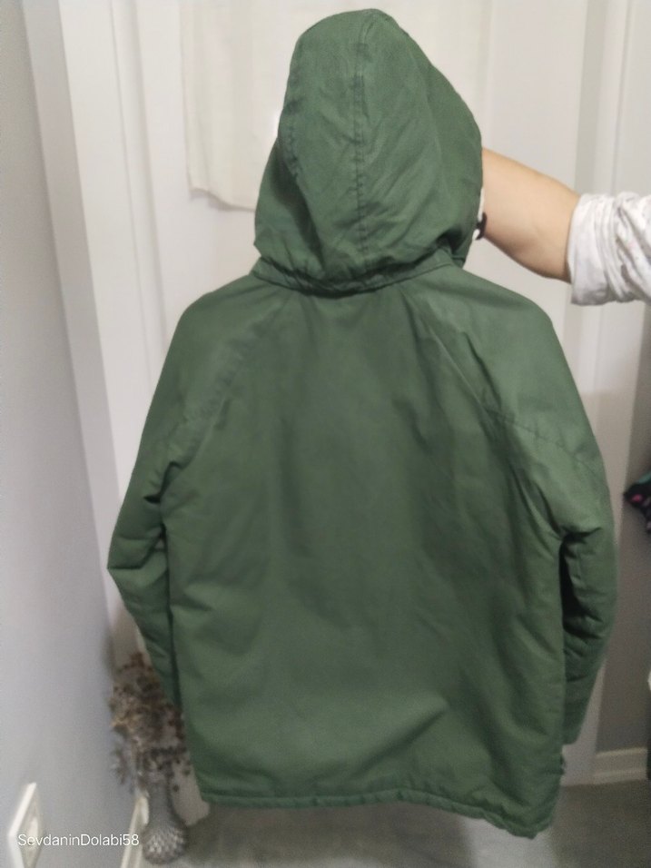 Erkek Çocuk Haki Fermuarlı Street Wear Mont - Görsel 4