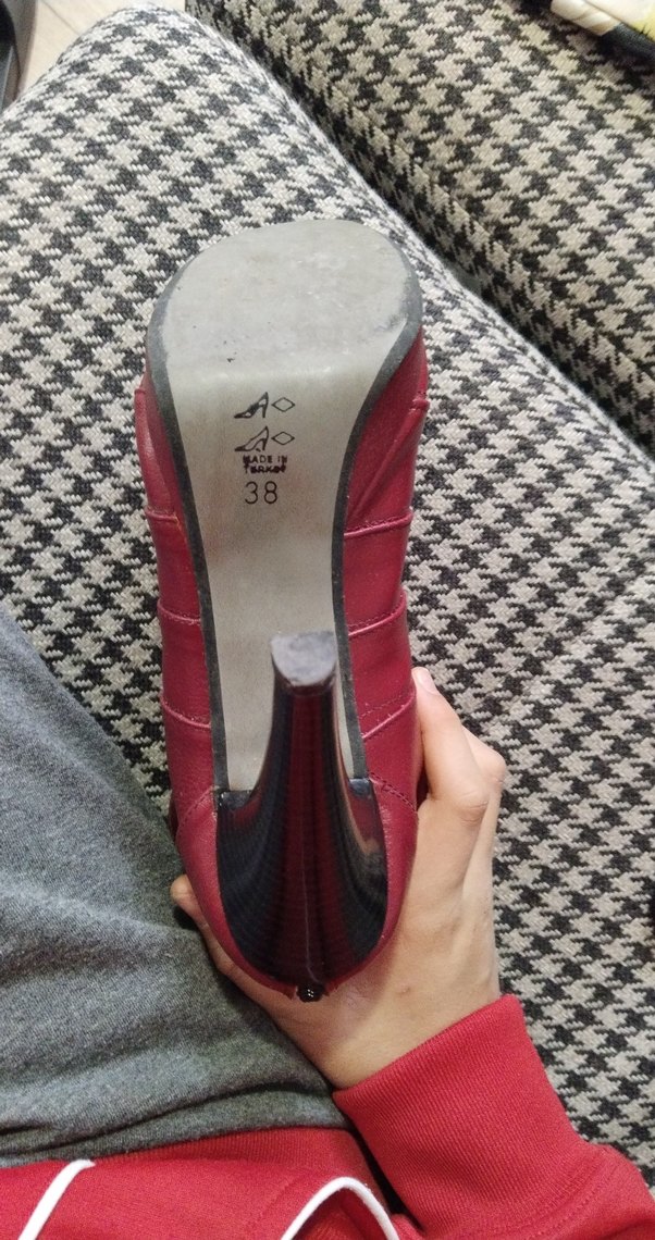 Bordo Deri Tokalı Kadın Stiletto - Görsel 5