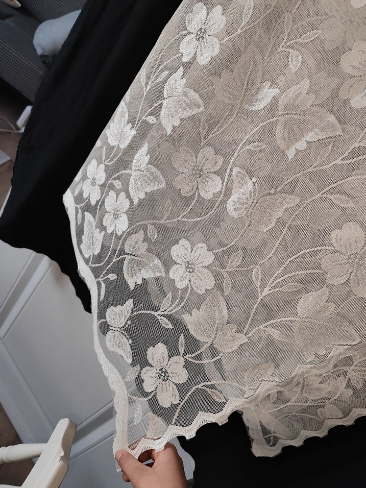 Nakışlı Beyaz Gri Tül Perde - Görsel 2