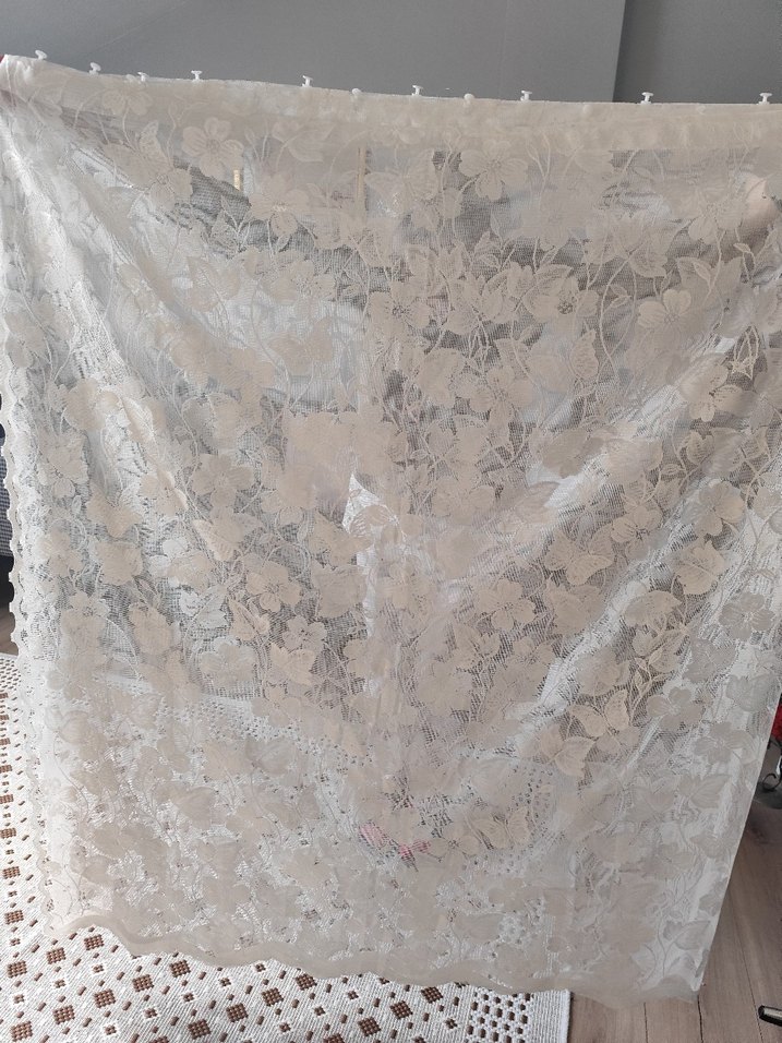 Nakışlı Beyaz Gri Tül Perde - Görsel 3