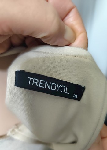 Kadın Bej Süet Midi Askılı Elbise - Görsel 4