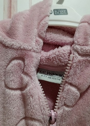 Kızlar için Kapüşonlu Pembe Peluş Yelek - Görsel 2
