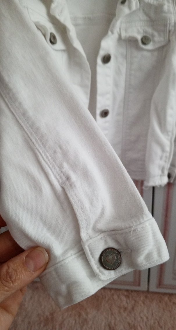 Kız Çocuk Beyaz Denim Ceket - Görsel 3