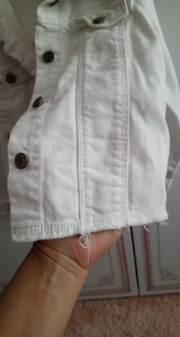 Kız Çocuk Beyaz Denim Ceket - Görsel 4