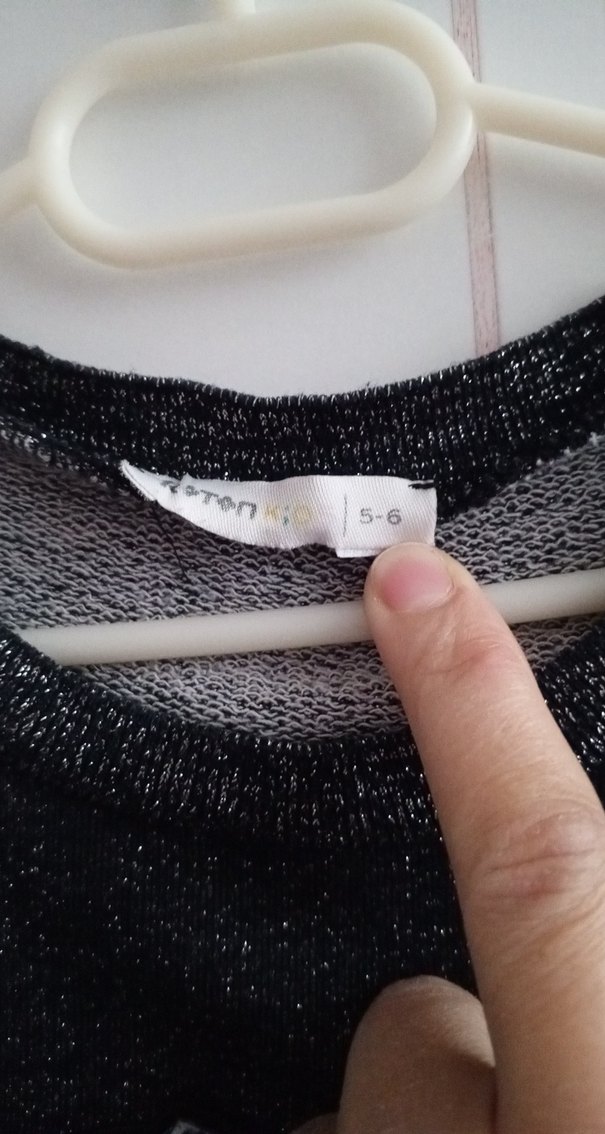 Kız Çocuk Gri Payetli Nakışlı Kot Elbise - Görsel 2