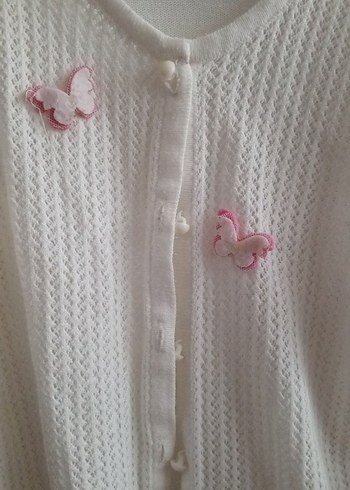 Beyaz Örgü Kız Hırka Uzun Kollu - Görsel 2