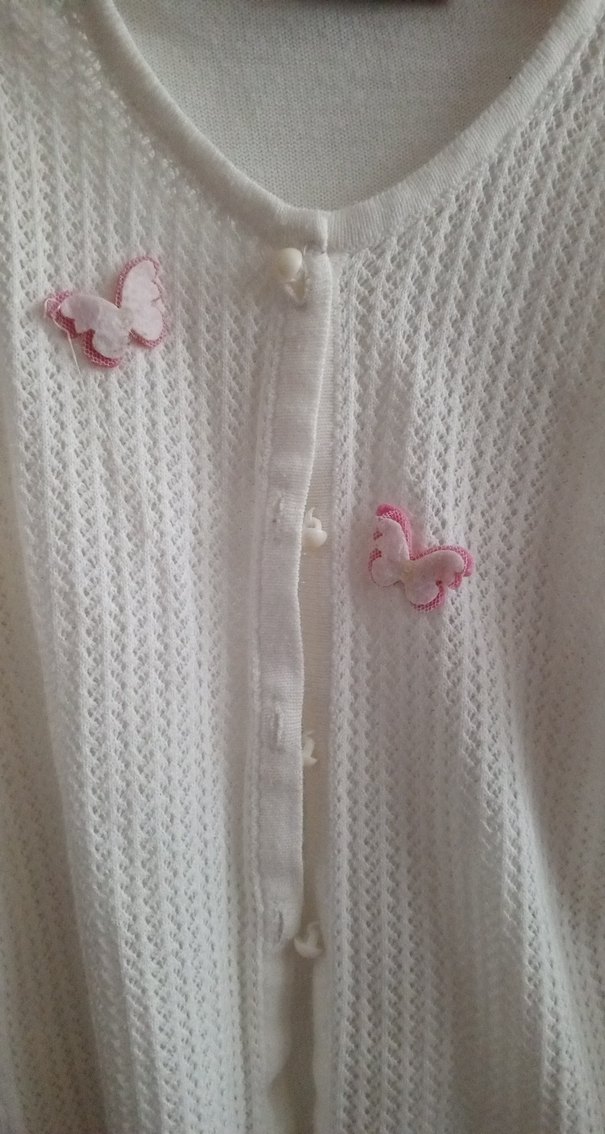 Beyaz Örgü Kız Hırka Uzun Kollu - Görsel 2