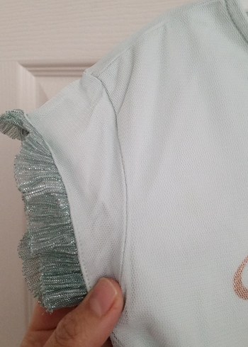 Kız Çocuk Turkuaz Pamuk Tişört - Görsel 2