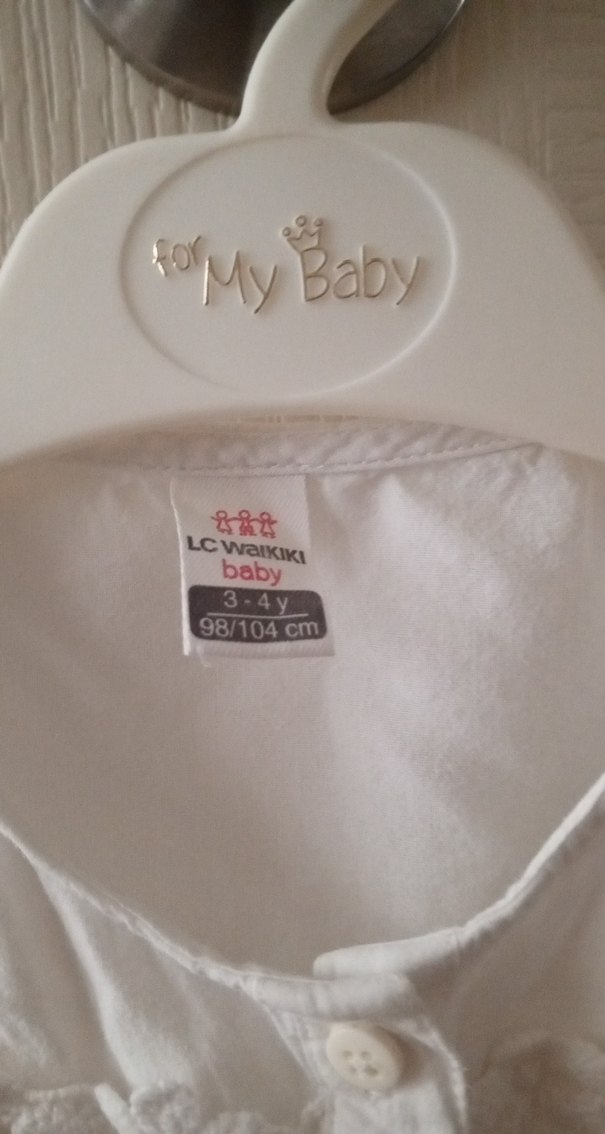 Kız Çocuk Beyaz Düğmeli Keten Gömlek - Görsel 3