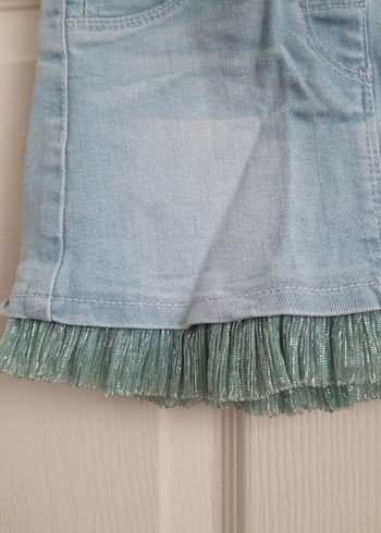 Nakışlı Fırfırlı Kız Çocuk Kot Etek - Görsel 3