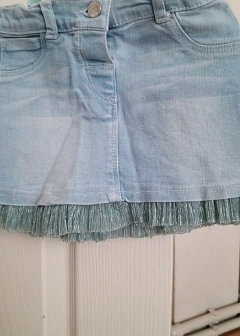 Nakışlı Fırfırlı Kız Çocuk Kot Etek - Görsel 2