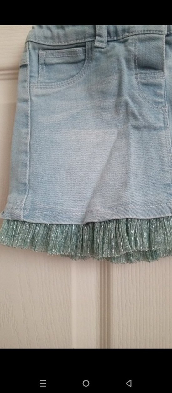 Nakışlı Fırfırlı Kız Çocuk Kot Etek - Görsel 3