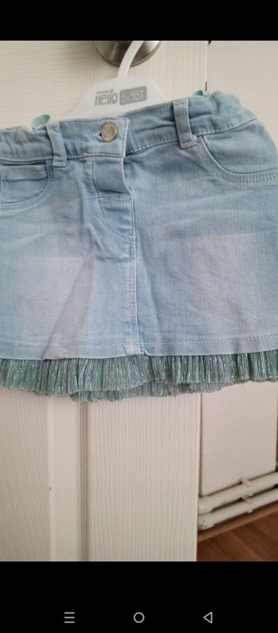 Nakışlı Fırfırlı Kız Çocuk Kot Etek - Görsel 2