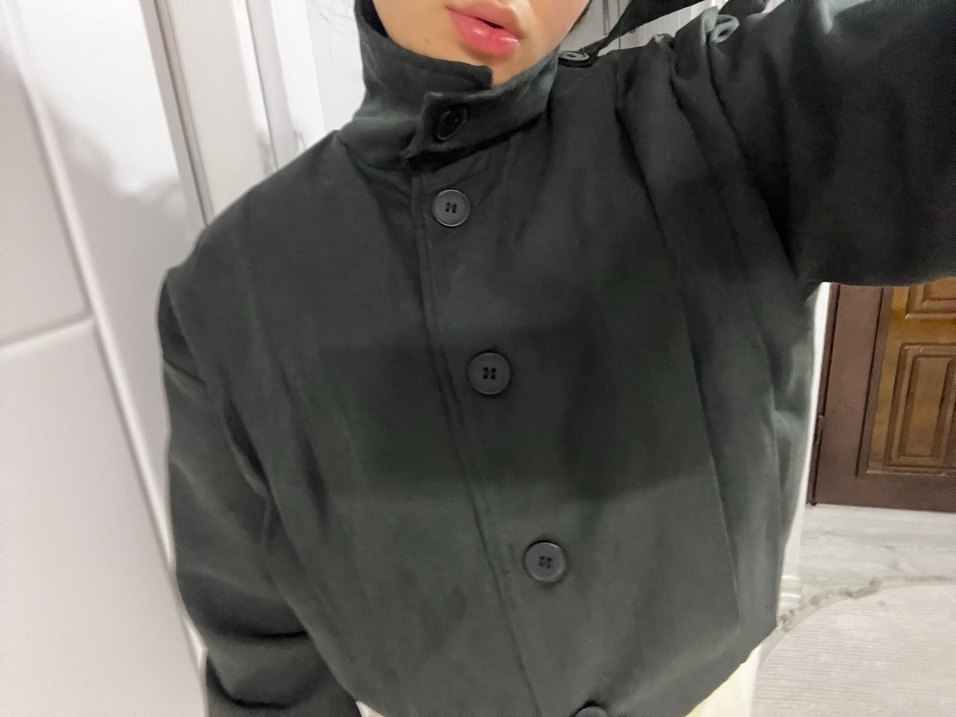 Düğmeli Siyah Deri Kadın Trençkot - Görsel 2