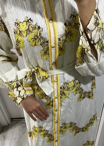 Sarı Çiçekli Bohem Uzun Elbise - Görsel 2