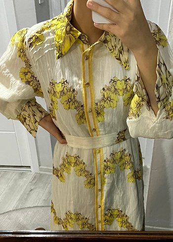 Sarı Çiçekli Bohem Uzun Elbise - Görsel 3