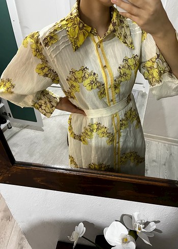 Sarı Çiçekli Bohem Uzun Elbise - Görsel 4