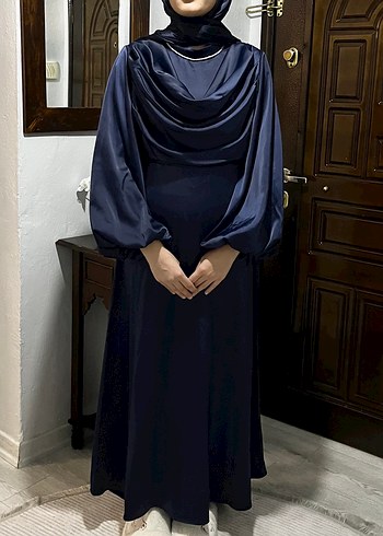 Uzun Lacivert Gotik Kadın Elbisesi - Görsel 3