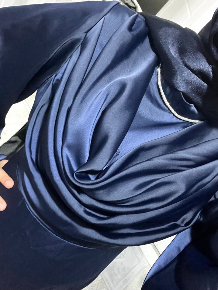 Uzun Lacivert Gotik Kadın Elbisesi - Görsel 2