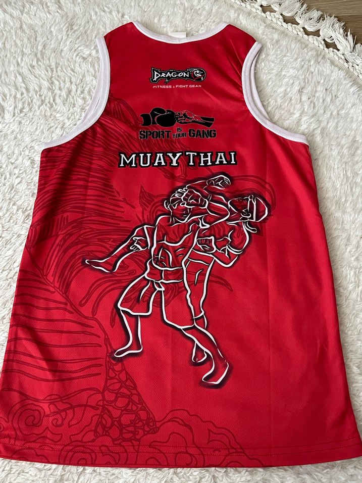 Kırmızı Baskılı Dragon Muay Thai Federasyon Onaylı Unisex Atlet - Görsel 4
