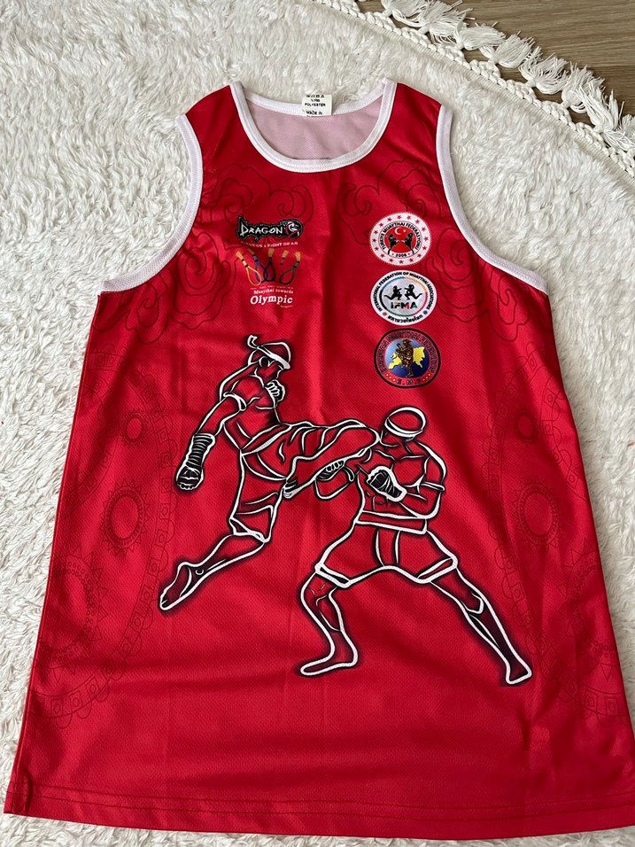 Kırmızı Baskılı Dragon Muay Thai Federasyon Onaylı Unisex Atlet - Görsel 3