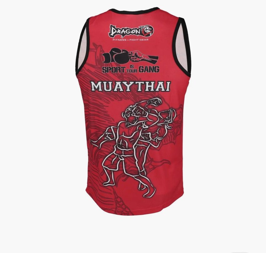 Kırmızı Baskılı Dragon Muay Thai Federasyon Onaylı Unisex Atlet - Görsel 2