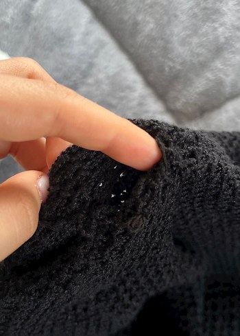 Kadın Gri Keten Triko Uzun Kollu - Görsel 4