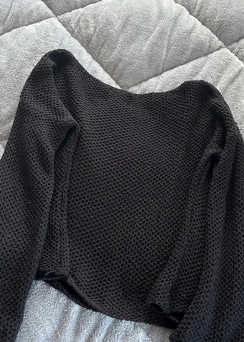 Kadın Gri Keten Triko Uzun Kollu - Görsel 2