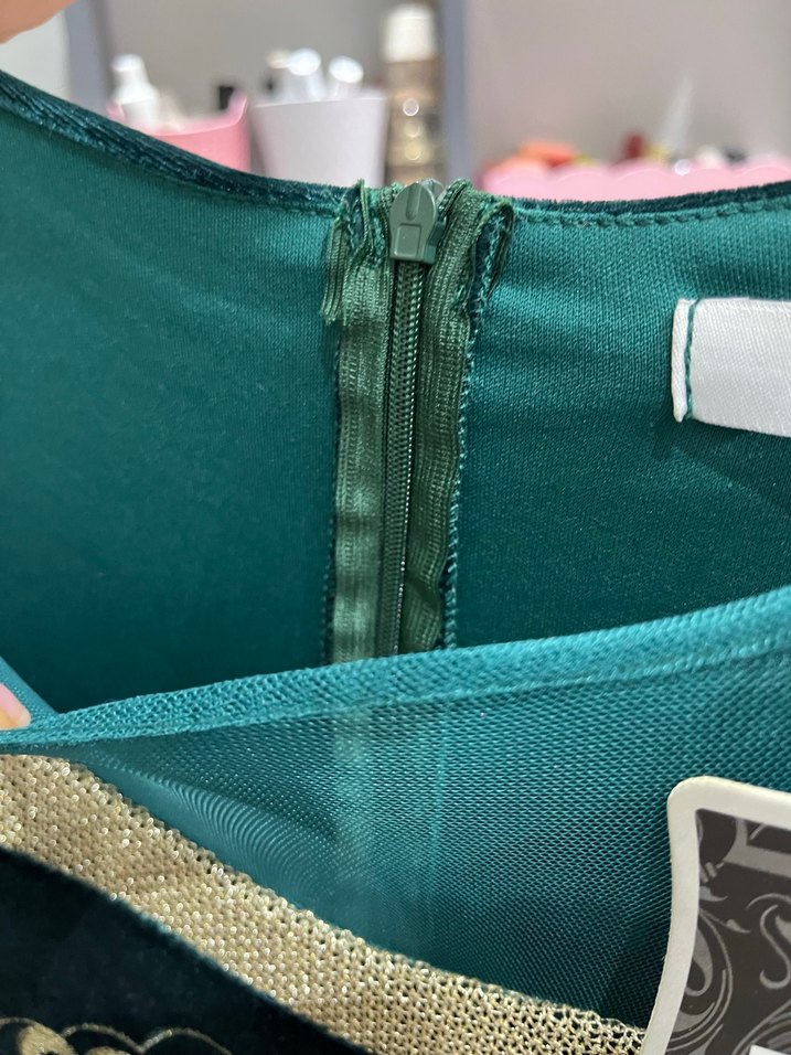 Dantel Detaylı Yeşil Nakışlı Uzun Kadın Elbise - Görsel 5