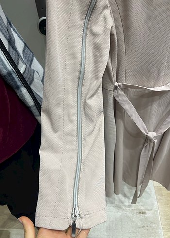 Bej Fermuarlı Uzun Kadın Kaban - Görsel 3