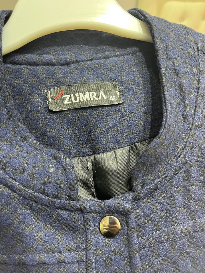 Düğmeli Lacivert Uzun Kadın Kaban - Görsel 4