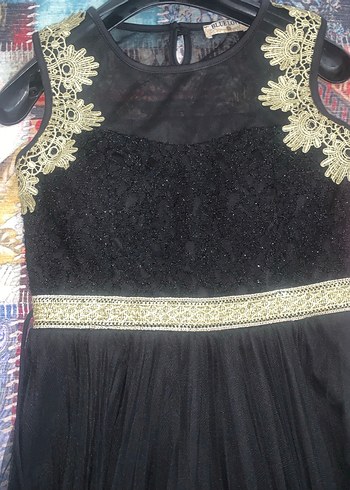 Nakışlı Siyah Abiye Elbise - Görsel 3