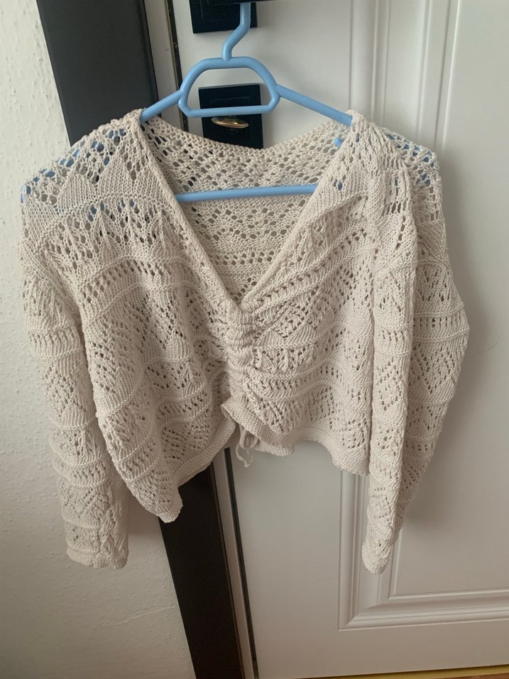 Bohem Nakışlı Örgü Uzun Kollu Straplez crop triko Kazak - Görsel 3