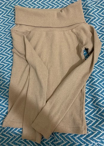 Bej Kadın Triko Kayık Yaka Kazak - Görsel 2