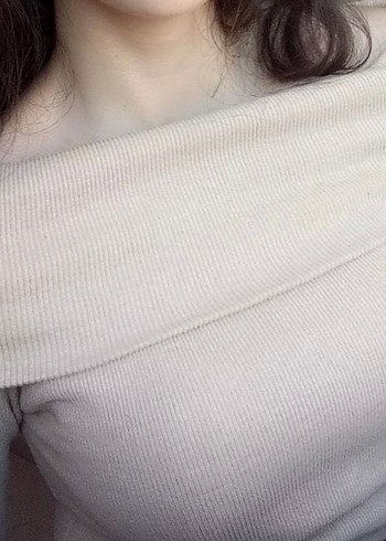 Bej Kadın Triko Kayık Yaka Kazak - Görsel 3