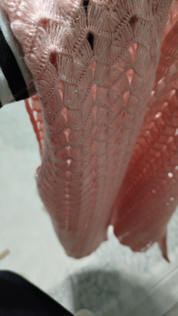 Pembe Uzun Örgü Triko Yelek - Görsel 5