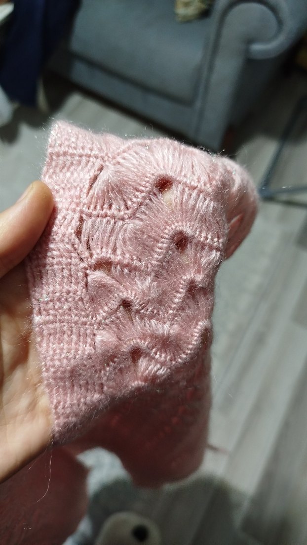 Pembe Uzun Örgü Triko Yelek - Görsel 4