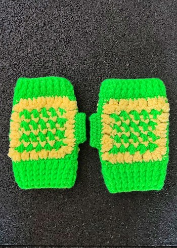 Yeşil sarı örgü Bohem kadın Eldiveni - Görsel 2