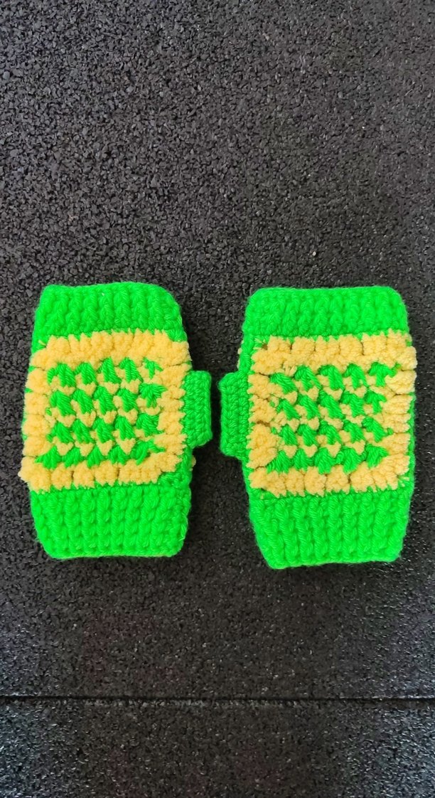 Yeşil sarı örgü Bohem kadın Eldiveni - Görsel 2