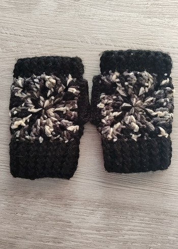 Siyah Örgü Bohem Kadın Eldiveni - Görsel 2