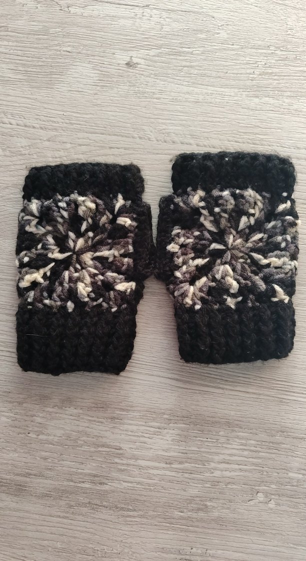 Siyah Örgü Bohem Kadın Eldiveni - Görsel 2