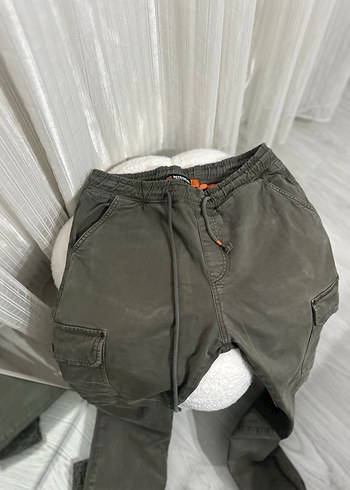 Gri Bol Kesim Keten Erkek Pantolon - Görsel 2