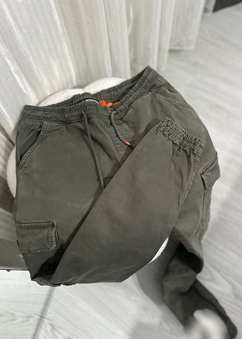 Gri Bol Kesim Keten Erkek Pantolon - Görsel 3