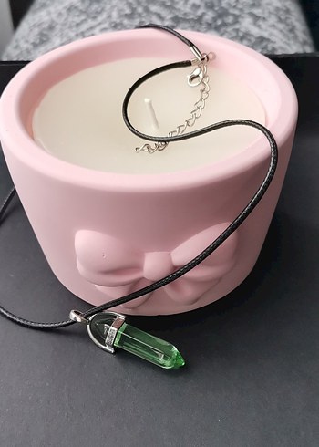 Yeşil Kristal Uçlu Midi Kolye - Görsel 3