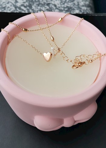 Uzun Zincir Detaylı Altın Kadın Kolye - Görsel 2